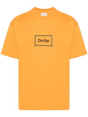 Drôle De Monsieur embroidered logo cotton T-shirt - Orange