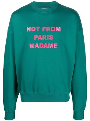 Drôle De Monsieur embroidered-slogan cotton sweatshirt - Green