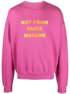 Drôle De Monsieur embroidered-slogan cotton sweatshirt - Purple