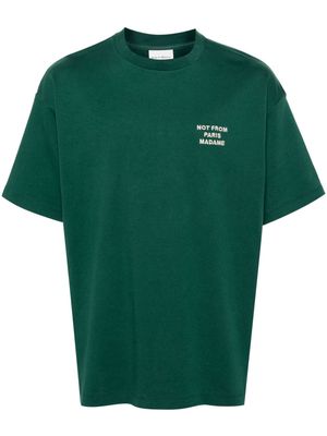 Drôle De Monsieur embroidered-slogan cotton T-shirt - Green