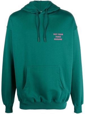 Drôle De Monsieur embroidered-slogan hoodie - Green