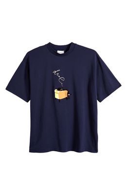 Drôle de Monsieur Fauteuil Cotton Graphic T-Shirt in Navy