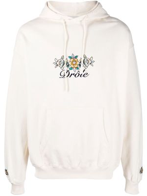 Drôle De Monsieur floral-embroidered cotton hoodie - Neutrals