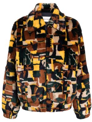 Drôle De Monsieur geometric-pattern fleece-texture jacket - Yellow