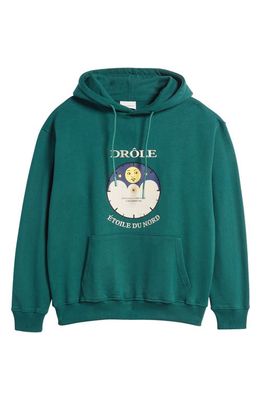 Drôle de Monsieur Le Étoile du Nord Embroidered Graphic Hoodie in Forest Green