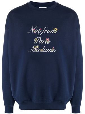Drôle De Monsieur Le floral-embroidered cotton sweatshirt - Blue