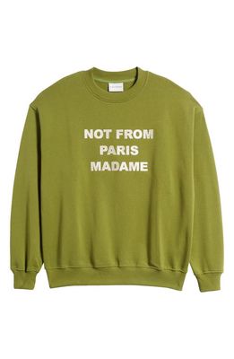 Drôle de Monsieur Le Slogan Cotton French Terry Graphic Sweatshirt in Kaki