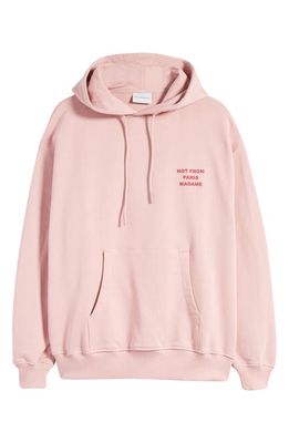 Drôle de Monsieur Le Slogan Logo Embroidered Graphic Hoodie in Pink