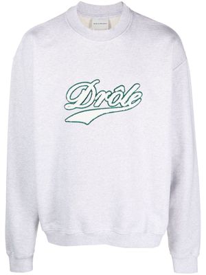 Drôle De Monsieur logo-embroidered cotton sweatshirt - Grey