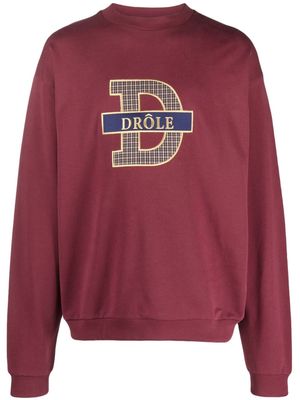 Drôle De Monsieur logo-embroidered cotton sweatshirt - Purple