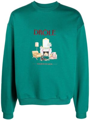 Drôle De Monsieur logo-embroidered sweatshirt - Green
