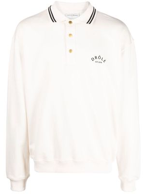 Drôle De Monsieur logo-embroidered tipped polo shirt - Neutrals