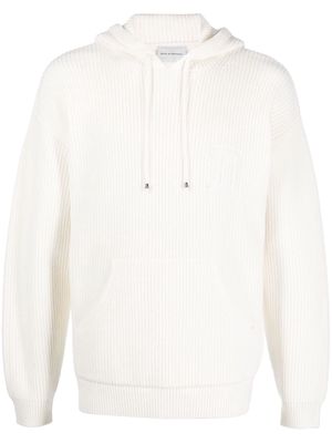 Drôle De Monsieur logo-embroidered waffle-knit hoodie - White