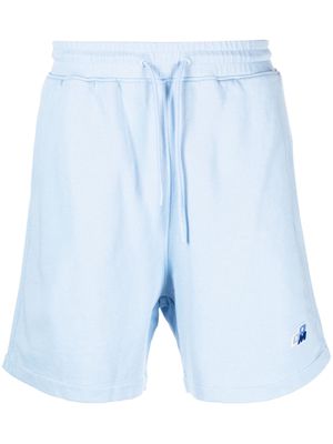 Drôle De Monsieur logo-patch cotton shorts - Blue
