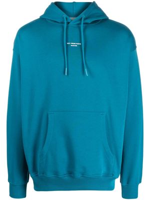 Drôle De Monsieur logo-print cotton hoodie - Blue