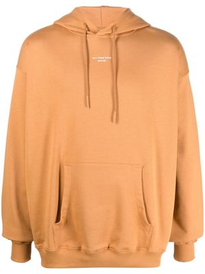 Drôle De Monsieur logo-print cotton hoodie - Brown
