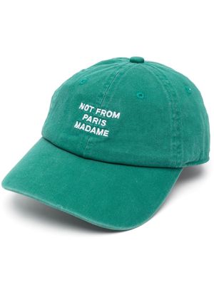 Drôle De Monsieur "Not from Paris Madame" cotton baseball cap - Green