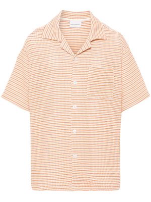 Drôle De Monsieur notched-collar tweed shirt - Orange