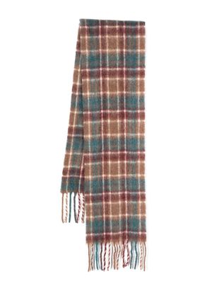 Drôle De Monsieur plaid check-pattern fringed scarf - Brown