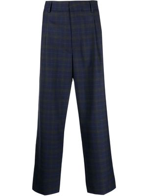 Drôle De Monsieur plaid-pattern straight-leg trousers - Blue
