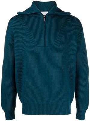 Drôle De Monsieur ribbed-knit wool jumper - Blue