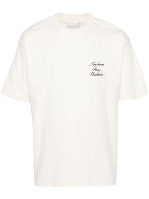 Drôle De Monsieur Slogan Cursive cotton T-shirt - Neutrals