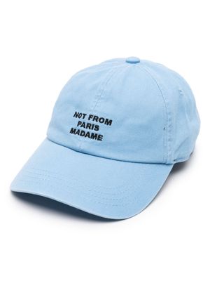 Drôle De Monsieur slogan-embroidered cotton baseball cap - Blue