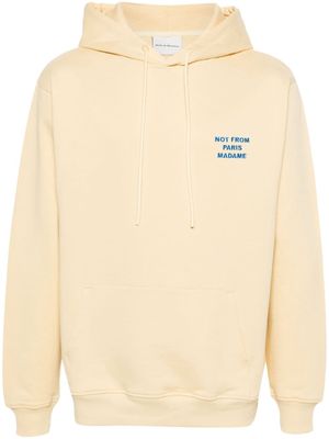 Drôle De Monsieur slogan-embroidered cotton hoodie - Yellow