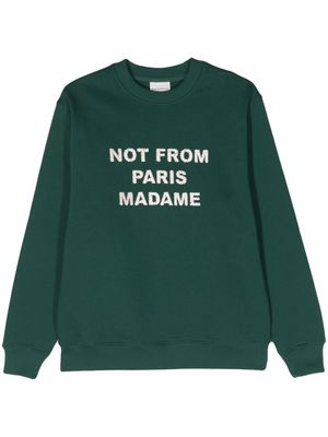 Drôle De Monsieur slogan-embroidered cotton sweatshirt - Green