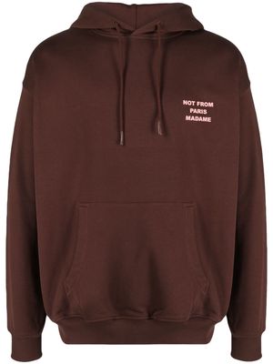 Drôle De Monsieur slogan-print cotton hoodie - Brown
