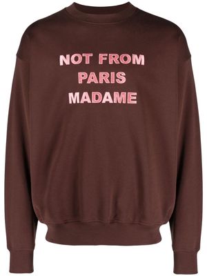 Drôle De Monsieur slogan-print cotton sweatshirt - Brown