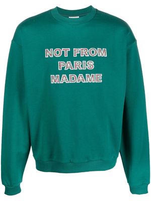 Drôle De Monsieur slogan-print cotton sweatshirt - Green