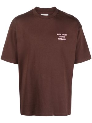 Drôle De Monsieur slogan-print cotton T-shirt - Brown