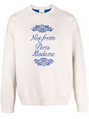 Drôle De Monsieur slogan-print intarsia-knit jumper - Neutrals