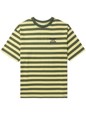 Drôle De Monsieur slogan-print striped T-shirt - Green