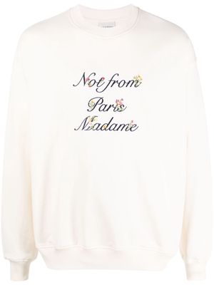 Drôle De Monsieur text-print cotton sweatshirt - Neutrals