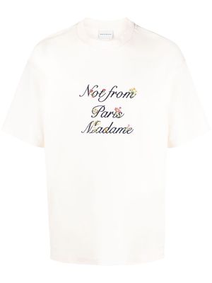 Drôle De Monsieur text-print cotton T-shirt - Neutrals