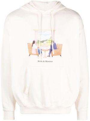 Drôle De Monsieur Voyage logo-print hoodie - Neutrals