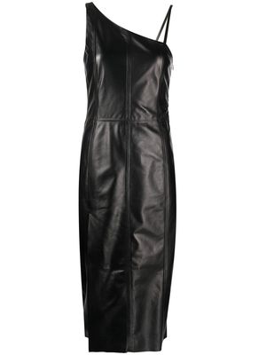 Drome asymmetric leather midi dress - Black