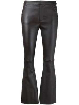 DROME bell-flare leather trousers - Brown