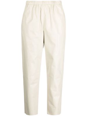 Drome cropped-leg leather trousers - Neutrals