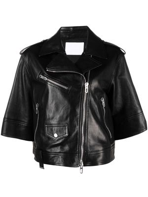 Drome cropped-sleeve biker jacket - Black