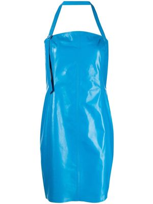 Drome halterneck mini leather dress - Blue
