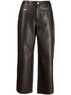 Drome high-waist wide-leg leather trousers - Brown