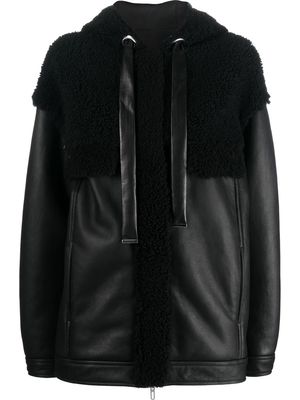 Drome hooded leather-shearling jacket - Black