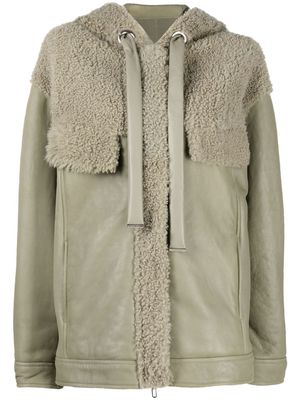 Drome hooded sheepskin coat - 5247 SAGE
