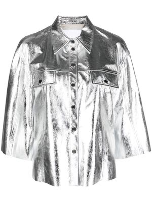 Drome metallic-effect leather shirt - Silver