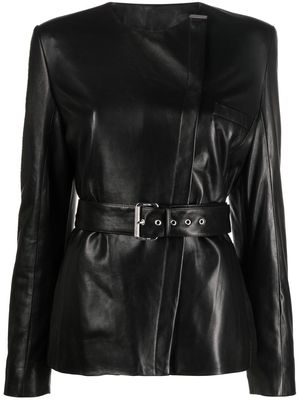 Drome off-centre zipped leather jacket - Black