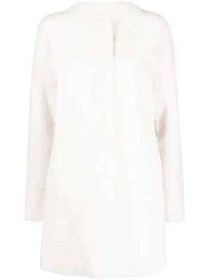 DROME shearling-trimmed leather coat - White