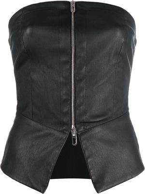 Drome zip-up leather bandeau top - Black